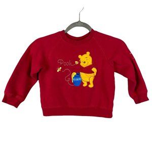 Vintage Disney Store Pooh Pullover Size 4/5 4T Hunny Bee Embroidered 90s USA Red